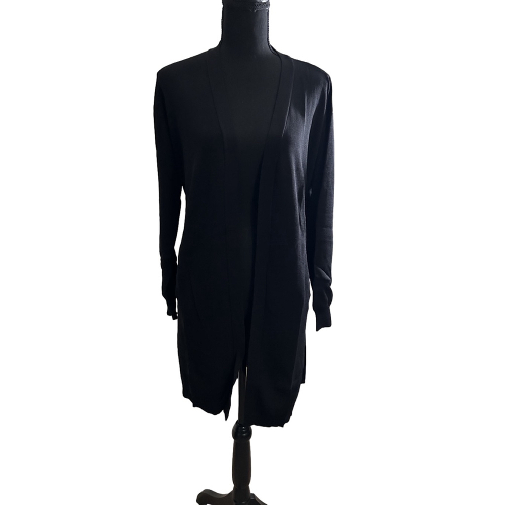 Truth + Style Black Mixed Media Cardigan w/ Cinched Back, Size M